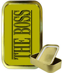 The boos tobacco tin with stury curved corners